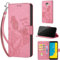 for Samsung Galaxy J6 Case 5.6 Inch, Embossed Premium PU Leather Folio Flip Notebook Wallet Cover Compatible with Samsung Galaxy J6 Phone Case [Kickstand][Card Slots], Pink Girl