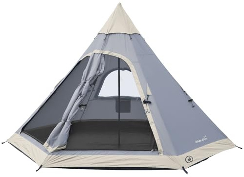 Skandika Tipi tält Hetta 335 Protect | tält för 4 personer, 2 m ståhöjd, insytt tältgolv, 3 000 mm vattenpelare, UV 50+, festivaltält, indiantält, familjetält | Utomhus, camping, glamping