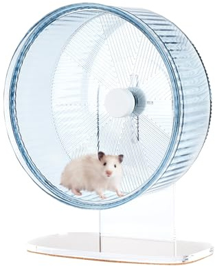 Super-Silent Hamster Exercise Wheel: Silent Spin Toys Hamster Running Wheels with Height Adjustable Stand for Hamsters Gerbils Mice Or Other Small Animals -8.5inch Blue