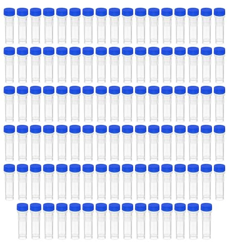 HUAZIZ Lot de 100 Blue Tubes à Essai en Plastique 1,5ml avec Bouchon à Vis pour Laboratoire, Cryotubes En Plastique Tubes Cryogéniques Gradués Tube à Échantillons