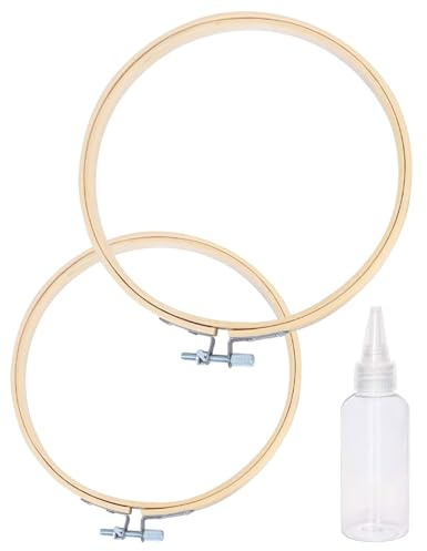 MYGLOAR Juego de 2 aros de bordado, aro de bordado redondo de bambú, aro de bordado redondo ajustable, sin rebabas, suave y liviano, adecuado para bordado, herramientas de bricolaje (15/20 cm)