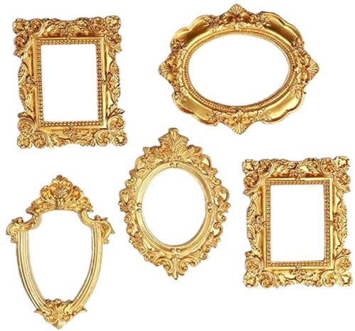 Jorzer Lot de 5 cadres photo antiques baroques rétro en résine vintage ovale rectangulaire pour la photographie de décoration d'intérieur