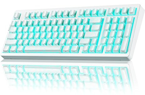 ZORNHER ZH980 Mechanical Keyboard Wireless,95% White Creamy Keyboard with Number Pad,Gaming Keyboard with Number Pad,Shine Through Spider Web PC Keycaps,Creamy Sounding Linear Switches,Full Size