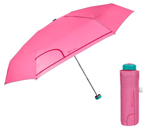 PERLETTI Ombrello Donna Ultra Compatto con Fantasia Militare - Ombrellino Portatile Leggero con Apertura Manuale Resistente - Ombrello Pieghevole Antivento Tondo - Diametro 90 cm (Rosa)