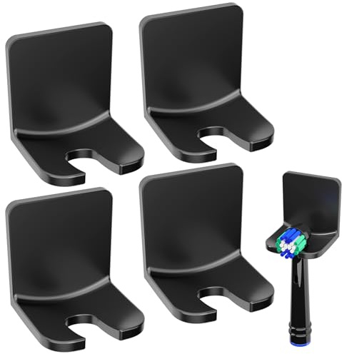 FIXCHORD 4 Pack Soporte para Cepillo Eléctrico, Portacepillos de Dientes Multifuncional de Pared, Portacepillos de Dientes electrico para Almacenamiento en el Baño, Negro