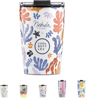 Cool Bottles - Termo Café, Vaso Térmico de Acero Inoxidable, Taza de Café - Bebidas Frías 10 horas y Calientes 5 horas - Tapa Hermética, Libre de BPA - Diversión Submarina, 330 ml