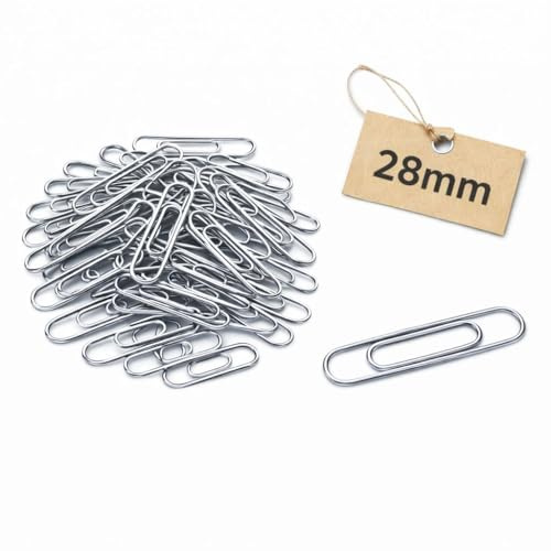 120 Graffette per Ufficio da 2,8cm -Clip Fermacarte - Colore Argento - Clip per Organizzazione documenti (50mm, 30 Pezzi) o (28mm, 120 pezzi) (28mm 120PEZZI)