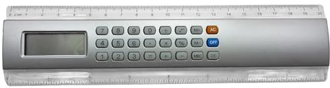 Calculadora de regla multifuncional, mini herramienta de bolsillo portátil de 8 dígitos, regla de medición manual de 20 cm para estudiantes escolares y oficina