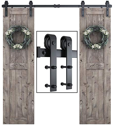 SMARTSTANDARD 6.6 FT Double Barn Door Hardware Kit, Fit 20 Wide Door Panel