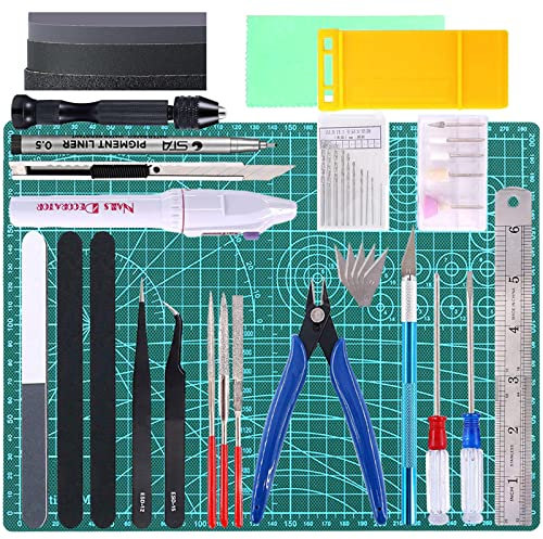 44Pcs Gundam Model Tools Kit Gunpla Modeler Basic Tools Craft Set Hobby Building Tools Kit for Gundam Car Model Making Modeling Building