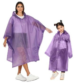 Fayemint 2 Pièces Poncho en Plastique, Poncho Pluie Portable, Multifonction Réutilisable Cape Pluie, pour Randonnée, Camping, Voyage, Cyclisme (Violet)