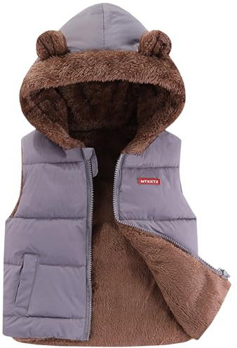Amur Leopard Gilet Matelassé Enfant Garçon à Capuche Gilet de Duvet Hiver Fille Manteau sans Manches Outwears