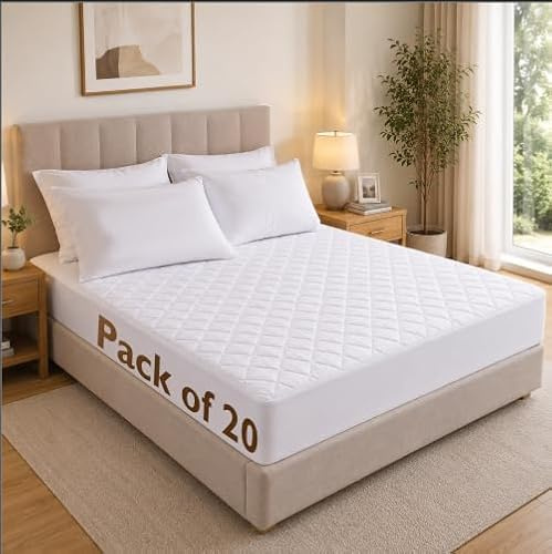 BedLooms Single Mattress Protector - Pack of 20 Quilted Mattress Cover (91x190cm) – Premium Microfiber Anti-Allergy Mattress Pad