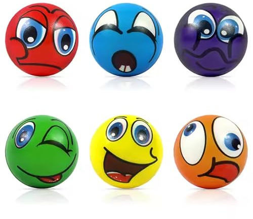Funny Face Squeeze Stress Balls, 6pcs Stress Relief Ball, Sensory Stress Balls, Hand Exercise Stress Relief Balls, Squeeze Toys for Anxiety, Fidget, Tension, Manage Anger