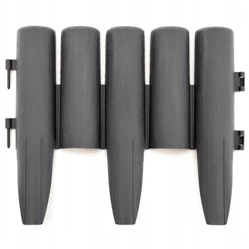 KRUMAD Rasenkante Kunststoff Holzoptik, 10 Stück Set 2,8 Meter, Höhe 24 cm, Beeteinfassung Garten, Flexible Beetumrandung, Witterungsbeständig, UV- & Frostfest, Einfacher Aufbau, Anthrazit