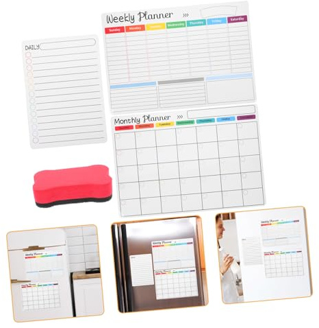 OFFSCH Pizarra Blanca Magnética para Pared y Escritorio Planificador Borrable Semanal Organizador de Notas para Oficina y de Unidades