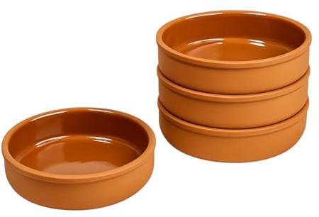 TheOwnas 4pcs Terracotta Serving Tapas Bowls – 14.5cm-450ml Glazed Clay Tapas & Food Bowls – 100% Natural Ovenproof Terracotta Bowl Set for Meze, Salads & Side Dishes.