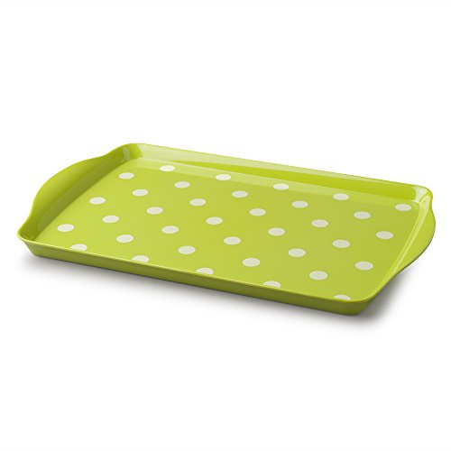 Zeal G203L Plateau de service en mélamine à pois Vert citron 38 x 24 cm