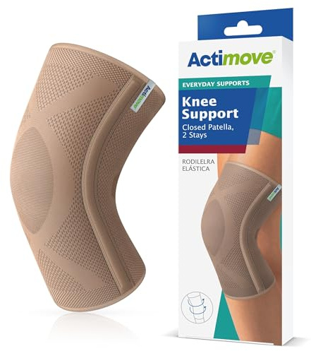 Actimove Everyday Supports Knee Support Closed Patella 2 Stays | Beige, X-Large, Helps with Pain Relief and Swelling, For Chronic Knee Pain and Overuse Knee Injuries, Left or Right Wear
