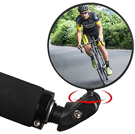 1 specchietto retrovisore per bicicletta, girevole a 360°, con obiettivo grandangolare, per manubri per bici da strada e mountain bike da 17,4 – 22 mm, robusto e di lunga durata