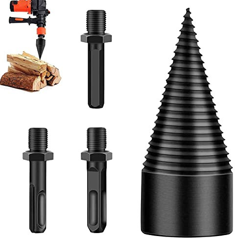 Taladro Divisor de Leña, Broca de Madera para Leña con 3 Asas de Taladro, 42 mm