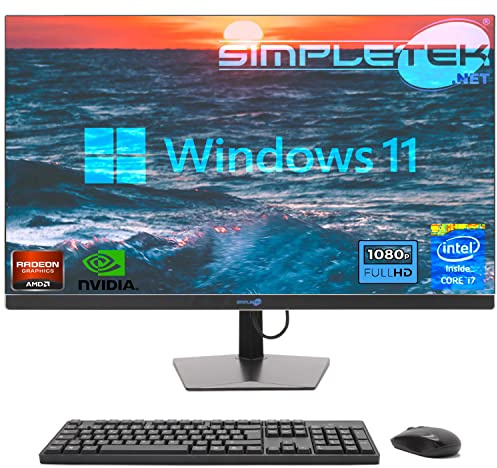 SIMPLETEK - All in One PC 27 FHD Core i7 Windows 11 | 8 GB RAM SSD 240 GB | Kraftfull och mångsidig, arbete och underhållning