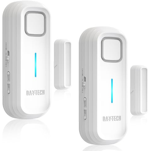 DAYTECH Freezer Door Alarm with Delay 1/2/3/4 mins When Left Open Window Chime Close Doors Reminder Refrigerator Door Alarm 0 to 120 dB for Fridge Home Store Office 2 Sets White