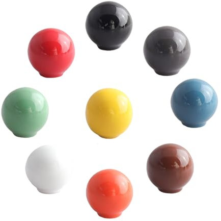 Gudcozi 9 Pièces Boutons de Tiroir Ronds Couleur, Boutons de Céramique de Meublesavec Tournevis, Poignees de Porte de Cuisine pour Commode Armoire Meuble Placard Armoire Placard Chambre d'enfant