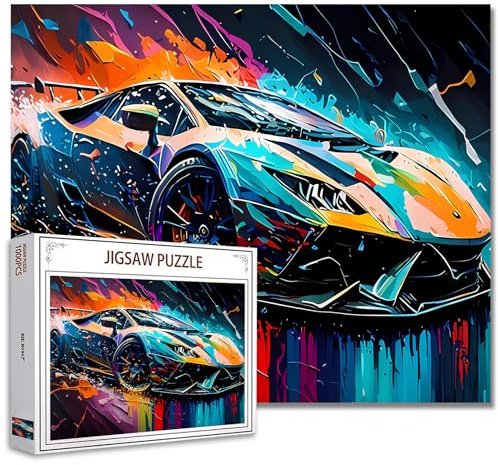 Tucocoo Graffiti Racing Car Jigsaw Puzzle 1000 Pezzi Puzzle per Adults, Car Lovers Jigsaw Puzzle for Challenging Family Activity Games DIY Puzzle for Home Wall Decor Gifts – 20 x 27 pollici