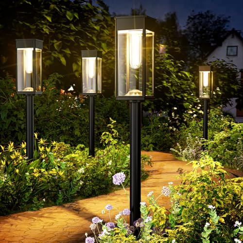 BITPOTT Solarlampen für Außen Garten, Solarleuchten Garten 6 Stücke IP65 Wassserdicht, Solar Gartenleuchten mit Längere Arbeitzeit, Extrem Helle Solarleuchten für Außen Terrase Outdoor warmes Weiß