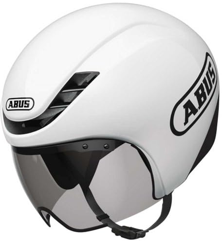 ABUS Zeitfahrhelm Gamechanger TT 1.1 - aerodynamischer Fahrradhelm für sportliches Fahren - Triathlon, Zeitfahren und Bahnradfahren - für Damen und Herren - Größe M, Weiß