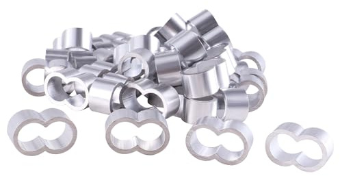 GIVIHGETI 40 manicotti a compressione da 8 mm, morsetti a doppio manicotto, morsetti per soffocamento, fune metallica, morsetto per fune da 8 mm, morsetti per soffocamento in alluminio per corda