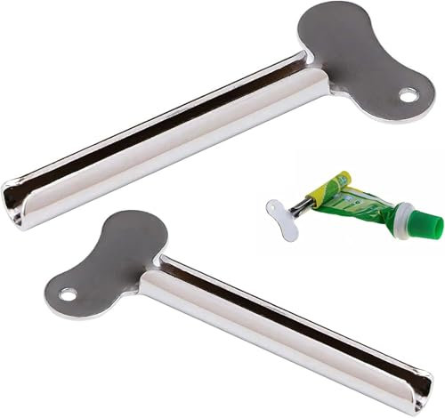 2 pcs Toothpaste Squeezer - Squeezer Key Stainless Steel Toothpaste Roller Tube Wringer for Paint, Cream, Cosmetic and Hair Dye