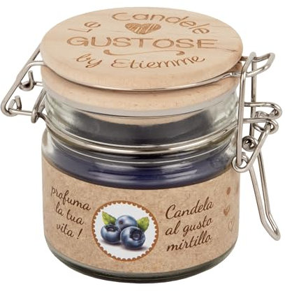 Doni Bomboniere Comunione 6PZ Barattolino con Chiusura Ermetica Cresima Matrimonio Anniversario Scritta sul Tappo Le Candele Gustose all'Interno Candela al Gusto Mirtillo Idee Regalo Complete