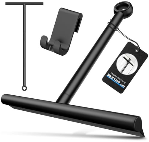 ecooe 30-61-89cm Verstellbarer Duschabzieher, Abzieher Dusche Schwarz, Abzieher Boden mit Halterung, 30cm Breit Wasserabzieher für Glas, Fliesen, Spiegel, Fenster, Autoscheiben