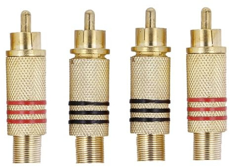 4 connettori coassiali RCA maschio senza saldatura video/audio colore oro rosso/nero