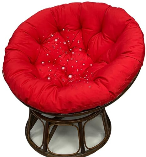 JORTUIO Wasserdicht Sitzkissen Rundes Papasansessel Kissen Hängesessel Bodenkissen Kissen für Schwenksessel, Korbsessel Outdoor/Indoor Gartenmöbel Sitzauflage Auflage(Rot,130x130cm)