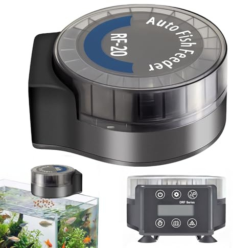 Comedero automático para acuario, comedero automático para peces, con temporizador, alimentador de peces ajustable para pellets y gránulos, funciona con pilas