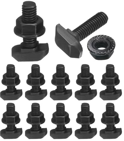 QUARKZMAN 12 pernos inserción T M6 x 20 mm tornillo deslizante estándar | con espárrago T con brida M6, cabeza martillo acero carbono, para perfiles aluminio serie 30, europeo).