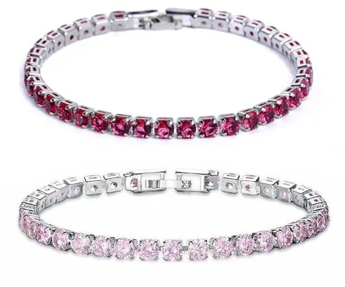 Pummny 2 st tennisarmband för kvinnor, 4 mm kubisk zirkon tennisarmband, tennisarmband med brudzirkoner, för kvinnor, flickor, födelsedagspresent