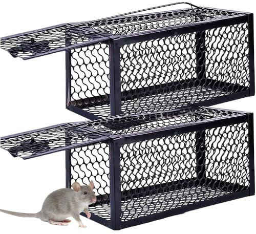 FENYW 2 trampas para ratas vivas, grandes, para lirones de siete ratas, reutilizables (negro)