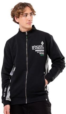 Borussia Mönchengladbach Sweatjacke „Unsere Heimat II“ | Offizieller Fanartikel Fohlenshop | Gladbach Fan Jacke GRÜNER KNOPF Oeko-TEX (DE/NL/SE/PL, Alphanumerisch, XXL, Regular, Regular, Schwarz)