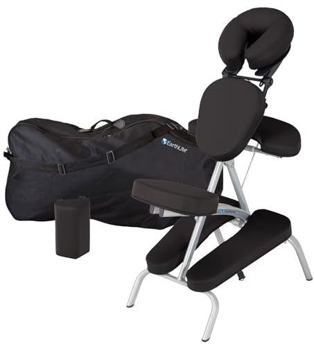 EARTHLITE Vortex Kit portable chaise de massage - Portable, compact, solide et léger (7 kg) incl. étui de rangement portable, coussin et sangle pour le sternum