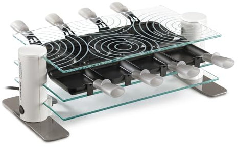 LAGRANGE, Appareil à raclette 8 personnes, 1000 W, Plateaux verre, Repose poêlons intégré, Design épuré, Bouton marche/arrêt, 009804