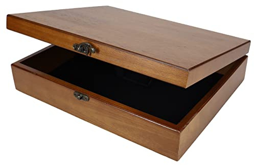 WE Games Old World Wooden Box with Brass Latch – Vintage-Style Wooden Keepsake Box for Jewelry & Trinket Storage, Walnut Finish