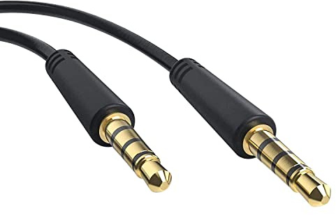 Cavo audio stereo jack 3,5, maschio-maschio, 4 pin (0,5 m, nero)