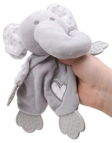 Toyland Edredón Babyland Elefante 23 cm x 22 cm - con Ayuda para la dentición - Peluche Suave - Adecuado Desde el Nacimiento