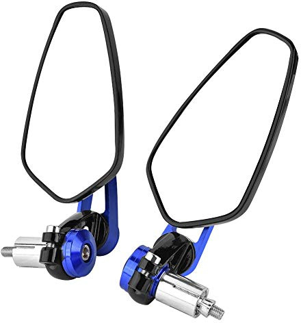 EVGATSAUTO Motorrad-Rückspiegel, Universal Aluminiumlegierung 7/8 (22 mm) Lenkerende Motorrad Motorrad Seitenrückspiegel(Blau)
