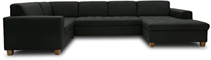 DOMO. collection Sugar – Sofá o sofá tapizado, Forma de U, Antracita, 162 x 333 x 199 cm