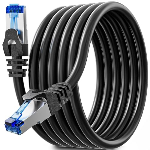 Soibke Ethernet-kabel 15m Cat6 svart RJ45-kabel 15meter Gigabit skärmad FTP | Kabel nätverk hög hastighet 1000Mbps kabel Internet 23AWG kabel LAN inre vattentät för router switch modem